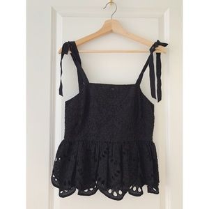 JCrew Eyelet Peplum Top, Size 00